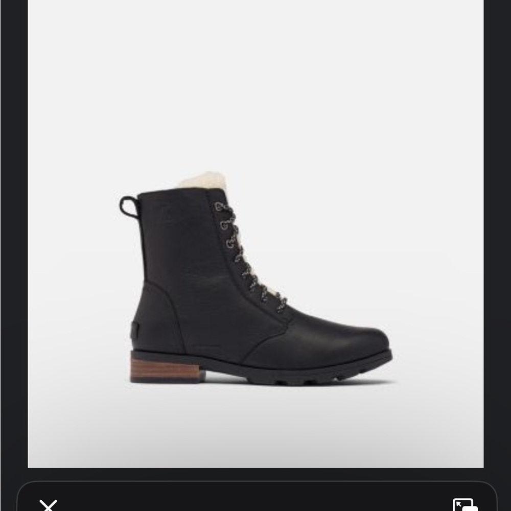 Sorel Black Lace Up Boots with Tan Sole (NWT)